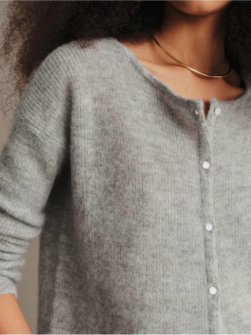 Sezane Gespard Cardigan - Mottled Gray